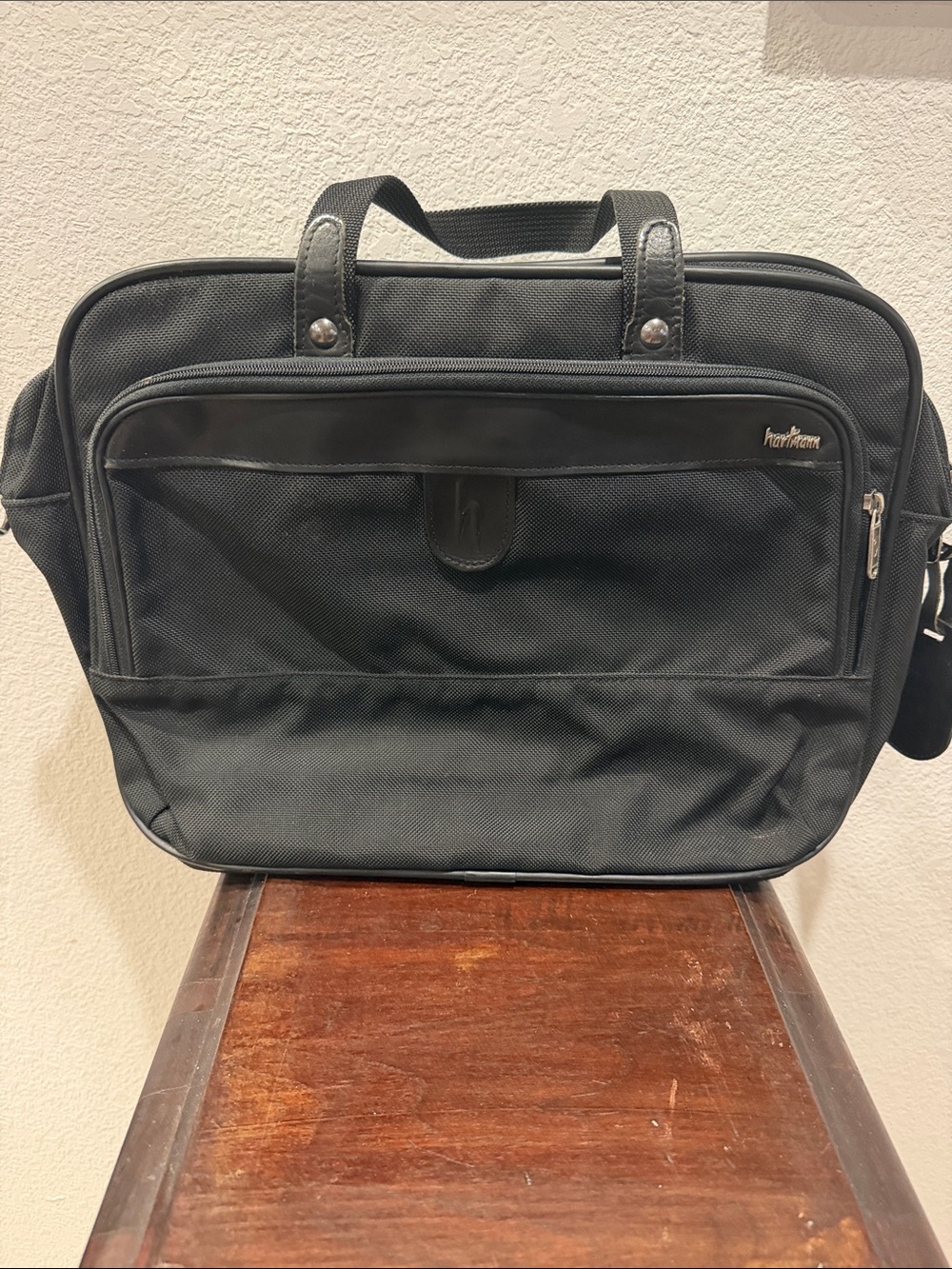 Hartmann Men's Black Laptop Briefcase with Front Organizer